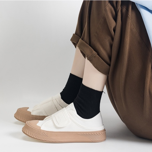 PunkyRabbit Giày thường vải canvas cho nữ Chống trơn trượt đế cao su dày 2 đi giày mùa hè Kích thước tiêu chuẩn