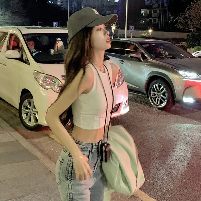 ZHELIHANGFEI Áo Croptop Sát Nách Lưng Cao Thiết Kế Quyến Rũ Cho Phái Nữ