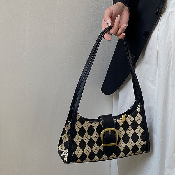 Mischa Túi canvas Đeo Vai Hình Thoi Phong Cách retro Đơn Giản Dễ Phối Đồ Cho Nữ