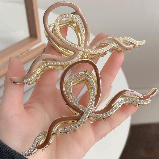 Kẹp Tóc Kim Loại Đính Đá Cao Cấp 13.5cm Phong Cách Hàn Quốc Cho Nữ