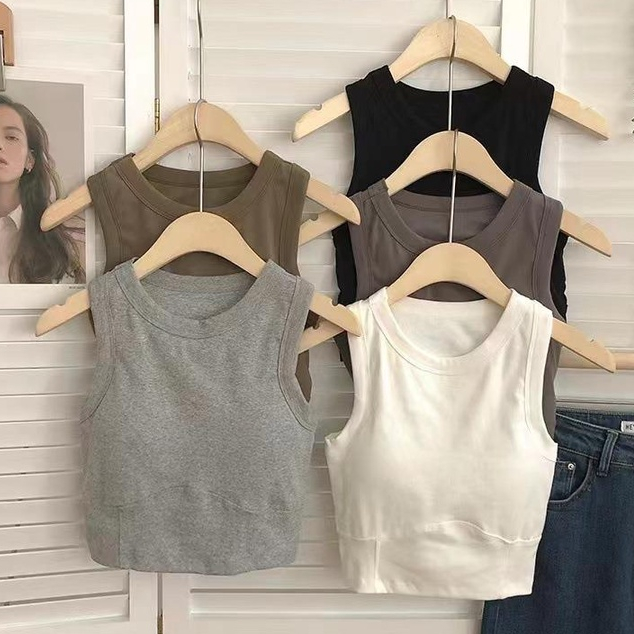 Áo Croptop Sát Nách Có Mút Đệm Ngực Phong Cách Thể Thao Hàng Mới Dành Cho Bạn Nữ