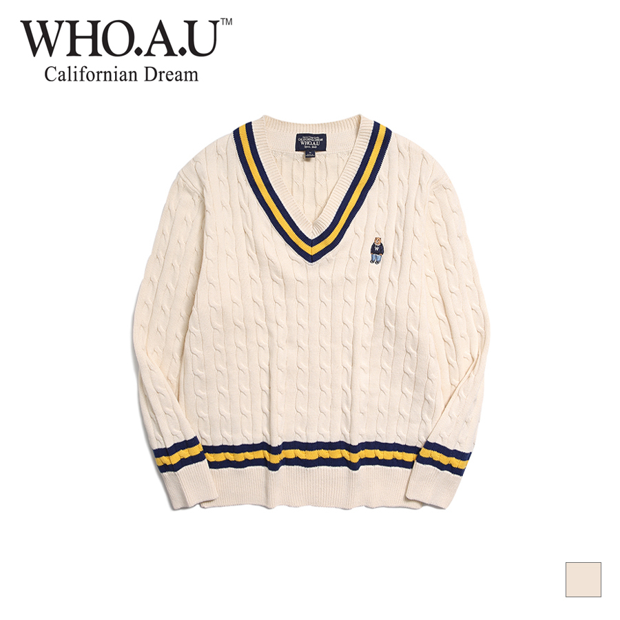 Áo Sweater WHO.A.U WHKAD1231M Steve Tilden Cable Pullover