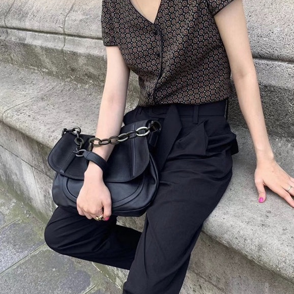 MISCHA Túi Xách Đeo Vai Bằng Da PU Sức Chứa Lớn Màu Trơn Thời Trang