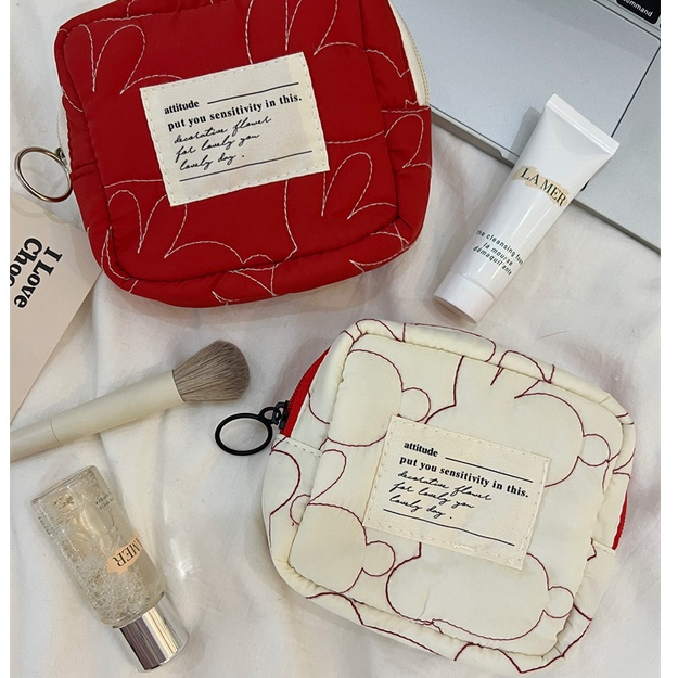 Túi Đựng Mỹ Phẩm Mini Mềm Mại Màu Kẹo Dễ Thương