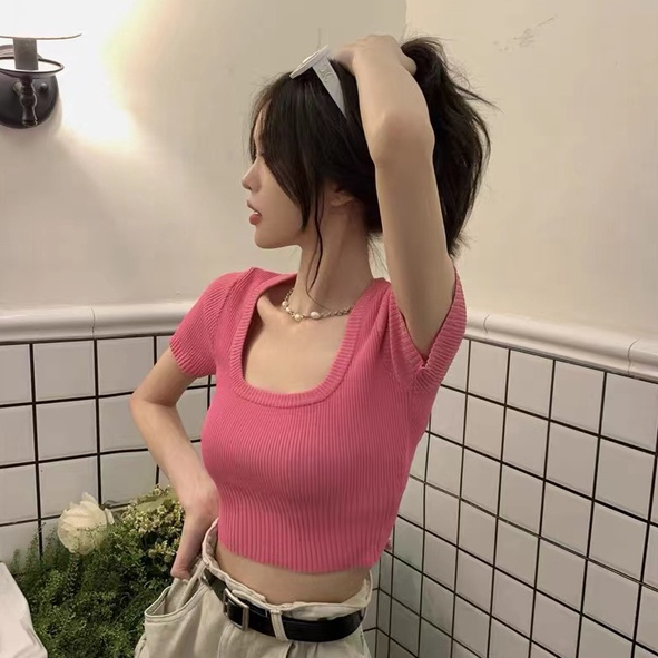 NZN Áo Croptop cổ tròn gợi cảm thời trang Hàn Quốc dành cho nữ