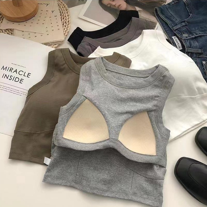 Áo Croptop Sát Nách Có Mút Đệm Ngực Phong Cách Thể Thao Hàng Mới Dành Cho Bạn Nữ