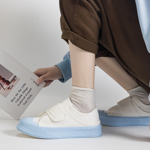 PunkyRabbit Giày thường vải canvas cho nữ Chống trơn trượt đế cao su dày 2 đi giày mùa hè Kích thước tiêu chuẩn