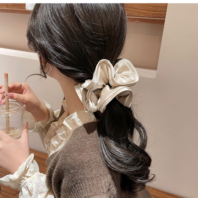 Dây Buộc Tóc Vải satin Cỡ Lớn Phong Cách Pháp Cao Cấp