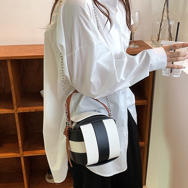 MISCHA Túi Xách Da PU Đeo Vai Phối Màu Tương Phản Phong Cách Hàn Quốc Thời Trang Cho Nữ