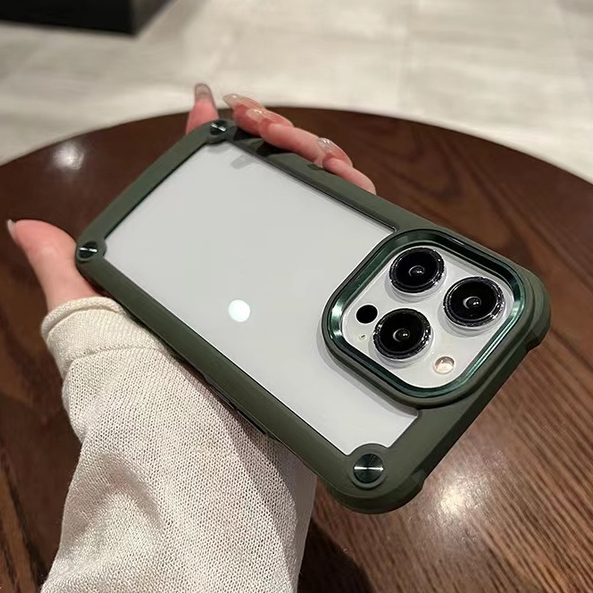 Ốp Điện Thoại acrylic Cứng Trong Suốt Màu Xanh Lá Cho compatible for iPhone 14 13 12 11 pro max x xr xs max 7 8 plus