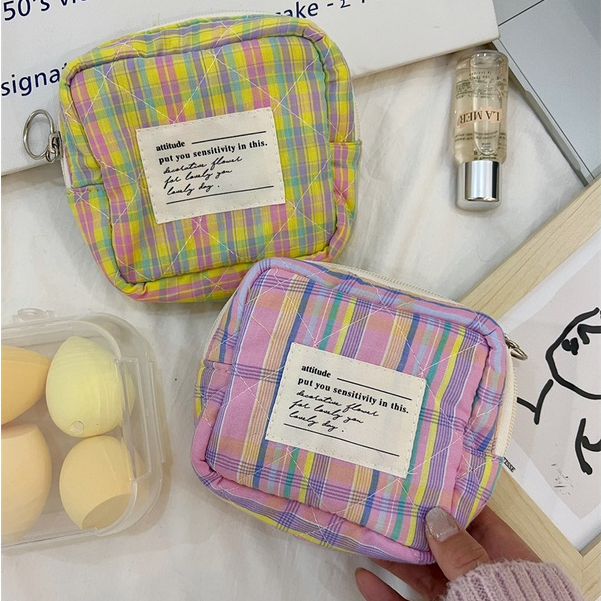 Túi Đựng Mỹ Phẩm Mini Mềm Mại Màu Kẹo Dễ Thương