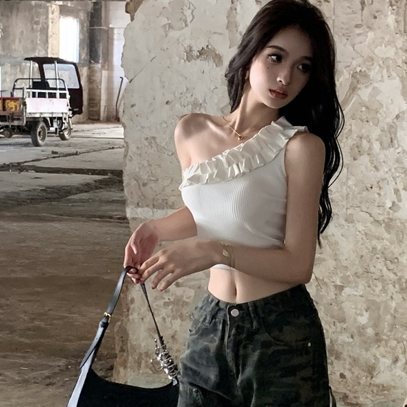 Áo lửng ZHELIHANGFEI vải dệt kim lưng cao gợi cảm thời trang dành cho nữ