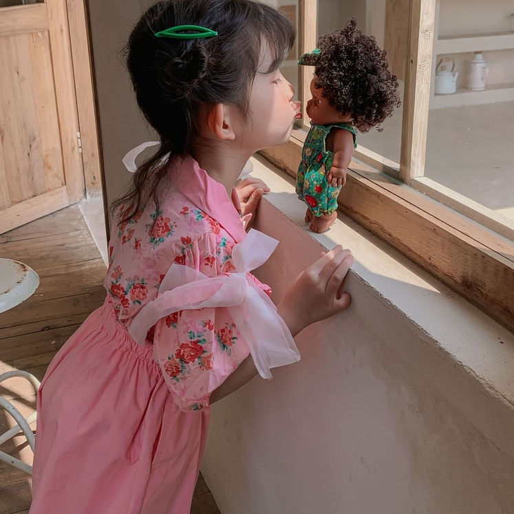 Bộ Áo In Hoa + Quần Ngắn Dễ Thương Dành Cho Bé Gái 1-6 Tuổi