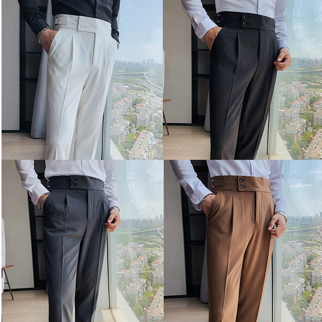 Quần tây lưng cao ống suông thời trang công sở / thường ngày dành cho nam