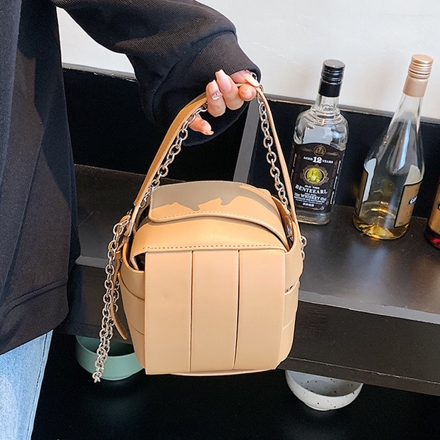 MISCHA Túi Xách Da PU Đeo Vai Phối Màu Tương Phản Phong Cách Hàn Quốc Thời Trang Cho Nữ