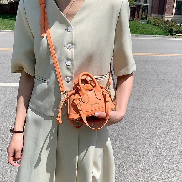 MISCHA Túi Đeo Chéo Da PU mini Màu Trơn Phong Cách Âu Mỹ Thời Trang Cho Nữ