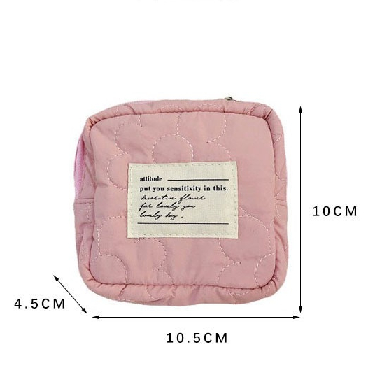 Túi Đựng Mỹ Phẩm Mini Mềm Mại Màu Kẹo Dễ Thương