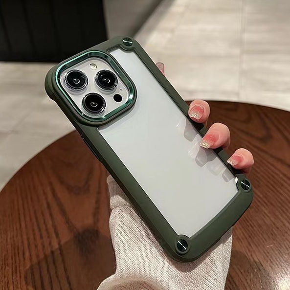 Ốp Điện Thoại acrylic Cứng Trong Suốt Màu Xanh Lá Cho compatible for iPhone 14 13 12 11 pro max x xr xs max 7 8 plus