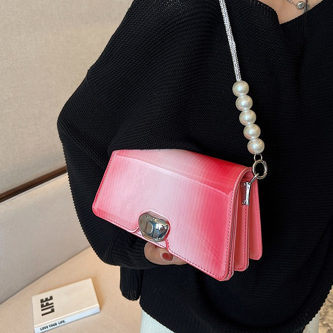 Mischa Túi Xách Da PU Màu Trơn Đính Ngọc Trai Thời Trang Cao Cấp Cho Nữ