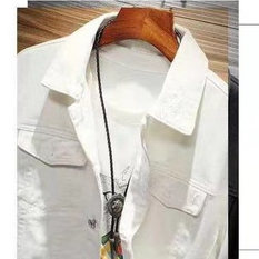 Chất lượng cao áo khoác jean nam Áo Khoác Denim Màu Trắng Phong Cách Trẻ Trung Thời Trang Mùa Xuân 2023 Mới