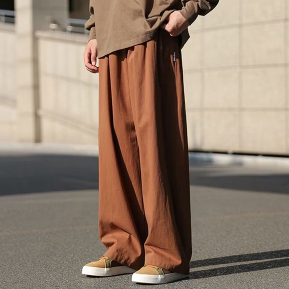 Quần Dài Cotton Ống Rộng Màu Trơn Thời Trang Mùa Hè Phong Cách Hong Kong Mới Cho Nam