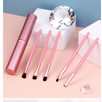 Bộ 5 Cọ Trang Điểm Mắt Lông Ngựa Mini Bằng Nhôm Sang Trọng Cho Người Mới Bắt Đầu