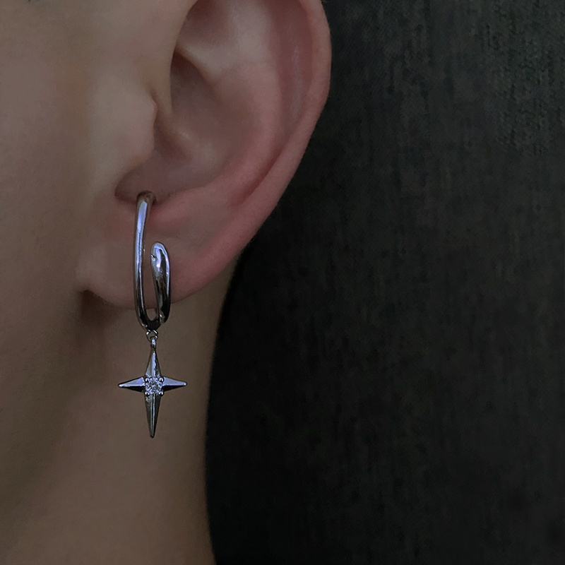 Khuyên Kẹp Vành Tai Hình Ngôi Sao Đính Đá Kim Cương Không Cần Lỗ Cá Tính Sang Trọng Đơn Giản