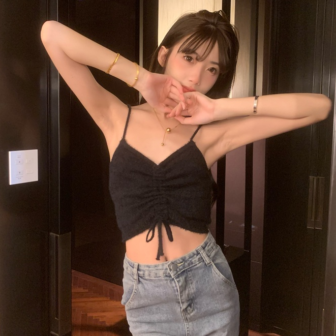 SUXI Áo Croptop Sát Nách Dáng Ôm Rút Dây Thời Trang Quyến Rũ Cho Nữ