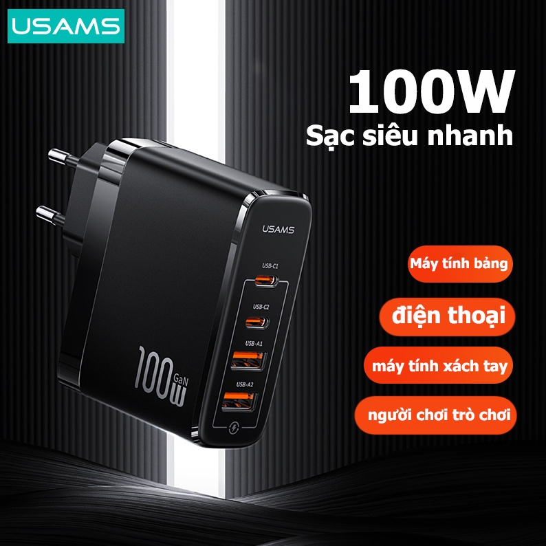 Cốc Sạc Nhanh USAMS 100W PD QC3.0 SCP FCP AFC Cho Điện Thoại / Máy Tính Bảng / Laptop