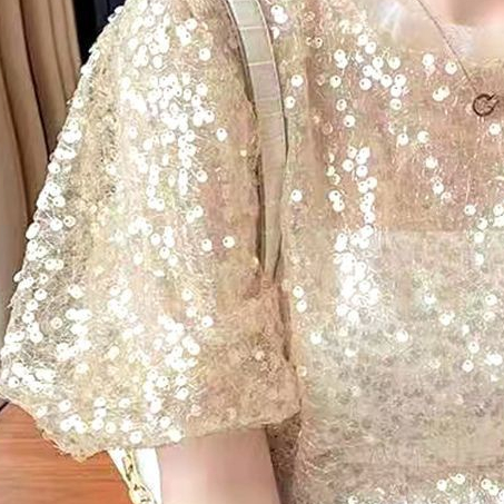 Vải Ren Đính Kim Sa 6mm Tự Làm Thủ Công