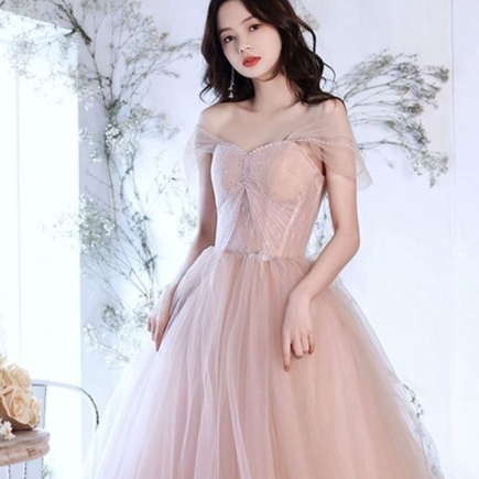 Đầm Dạ Hội Màu Hồng Nhạt Sang Trọng Dành Cho Nữ L0608