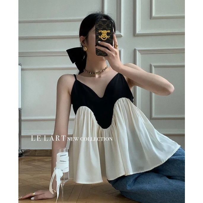 Áo Dây Cổ V Thời Trang Pháp Cao Cấp Dành Cho Nữ