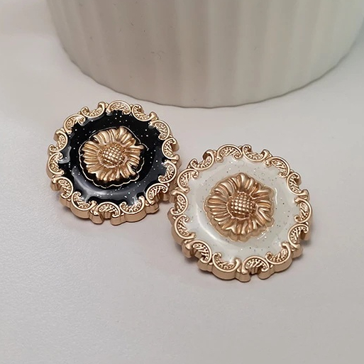 Set 5 Nút Áo Hình Hoa Hướng Dương Bằng Kim Loại Trang Trí Váy Ren