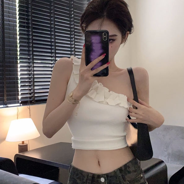 Áo lửng ZHELIHANGFEI vải dệt kim lưng cao gợi cảm thời trang dành cho nữ