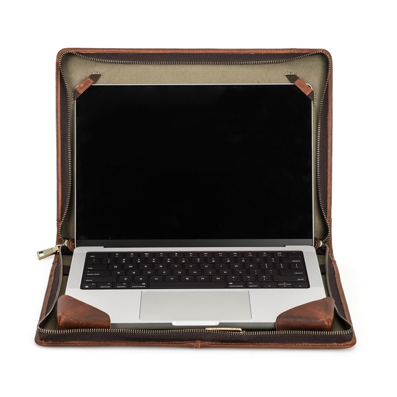 Túi Da Thật Đựng Laptop 13.3 inch Air M1 Mac Pro 13.3 '' Có Khóa Kéo Tiện Dụng