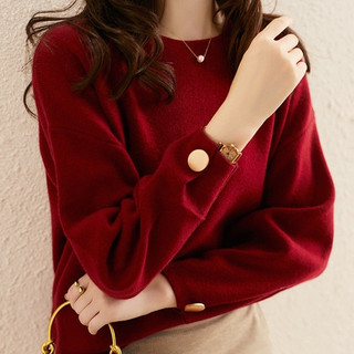 Áo len cashmere dệt kim chui đầu đa năng cho nữ