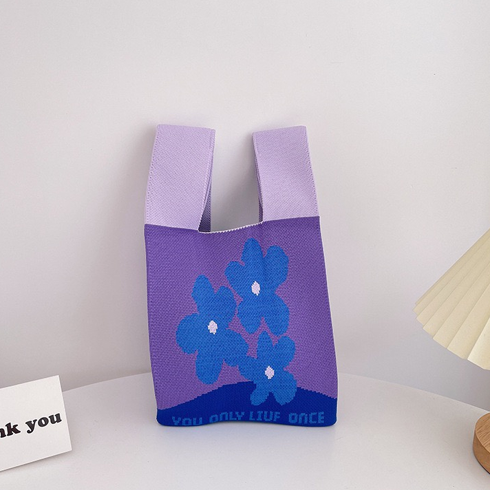 Túi Đeo Vai Đan Len Họa Tiết Sọc Caro Thời Trang Cho Nữ