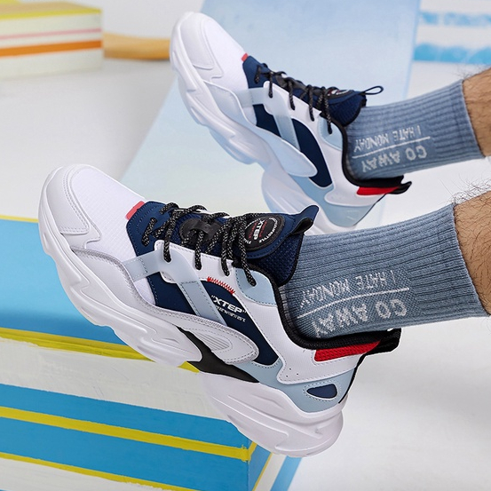 Giày thể thao XTEP lưới thoáng khí phối màu tương phản phong cách retro cho nam