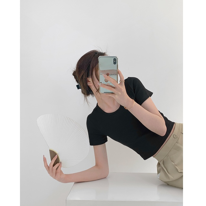 Áo Thun Ngắn Tay Thiết Kế Đơn Giản Thời Trang Mùa Hè Hàn Quốc