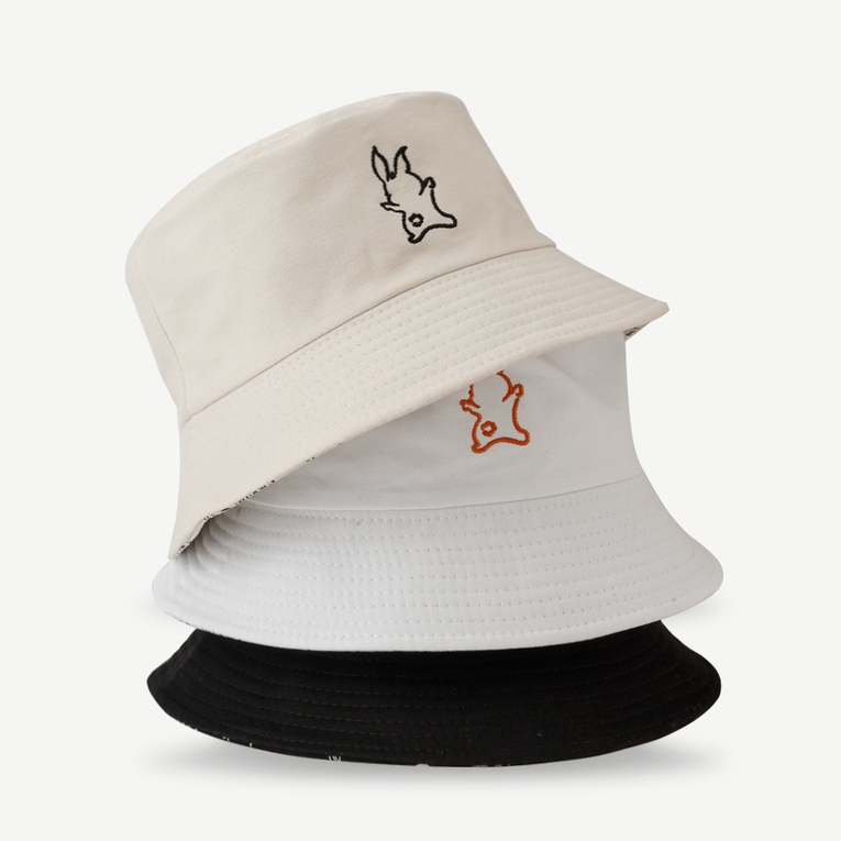 Mũ Tai Bèo Hai Mặt Thêu Hình Thỏ Dễ Thương Phong Cách Hàn Quốc Thời Trang Xuân Hè Cho Cặp Đôi