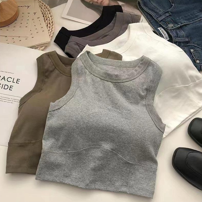 Áo Croptop Sát Nách Có Mút Đệm Ngực Phong Cách Thể Thao Hàng Mới Dành Cho Bạn Nữ