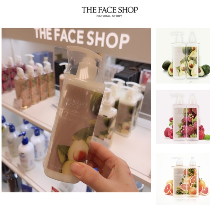 Sữa Dưỡng Thể THE FACE SHOP 300ml Chiết Xuất Bơ / Raspberry / Bưởi