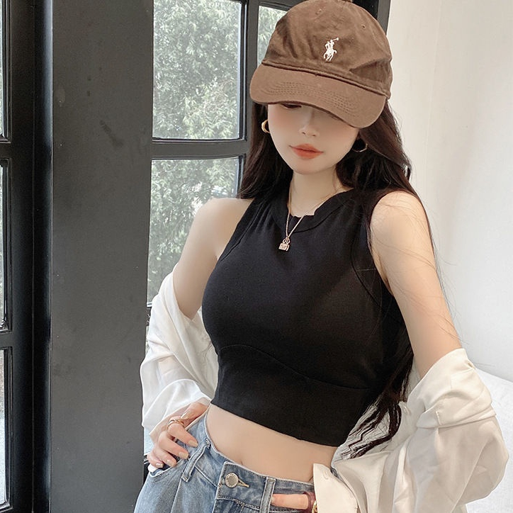 ZHELIHANGFEI Áo Croptop Sát Nách Lưng Cao Thiết Kế Quyến Rũ Cho Phái Nữ