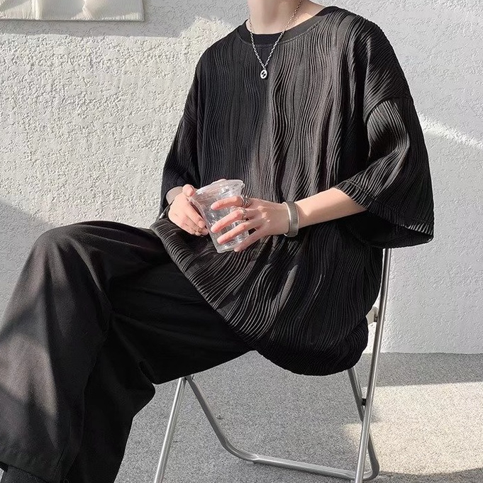 Áo Thun Ngắn Tay Dáng Suông Màu Trơn Họa Tiết Caro Thời Trang Hàn Quốc Cho Nam áo phông nam form rộng áo thun nam đẹp