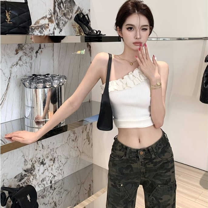 Áo lửng ZHELIHANGFEI vải dệt kim lưng cao gợi cảm thời trang dành cho nữ