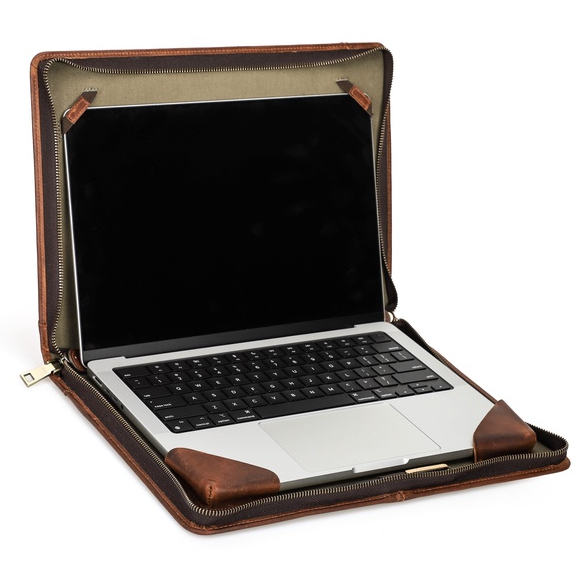 Túi Da Thật Đựng Laptop 13.3 inch Air M1 Mac Pro 13.3 '' Có Khóa Kéo Tiện Dụng