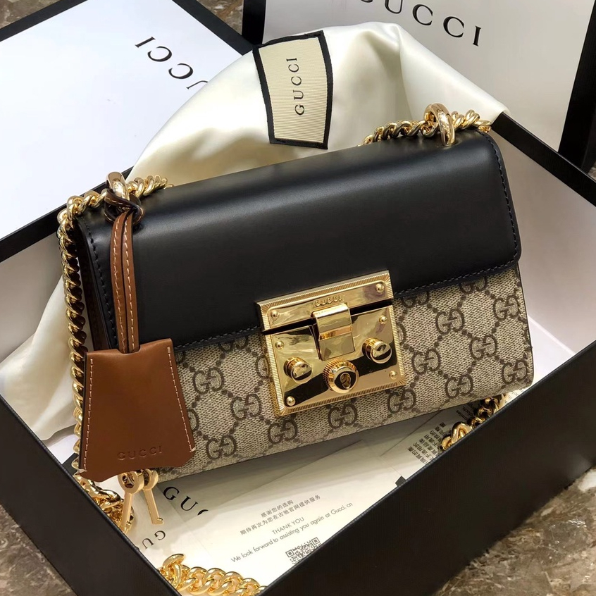 Túi Xách Da Gucci Chính Hãng 100% 100% Phối Dây Xích Đeo Vai Sành Điệu Cho Nữ