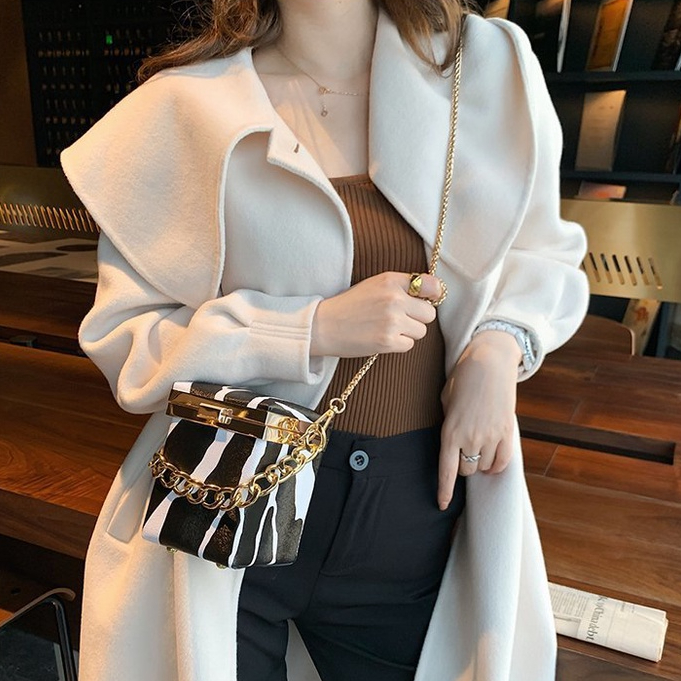 Mischa Túi Đeo Chéo Vai Bằng Da PU Họa Tiết Da Báo Thời Trang Dễ Phối Đồ