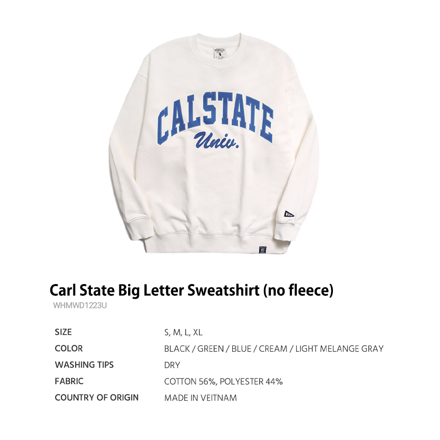 Áo sweatshirt WHO.A.U WHMWD1223U in họa tiết chữ lớn Cal State