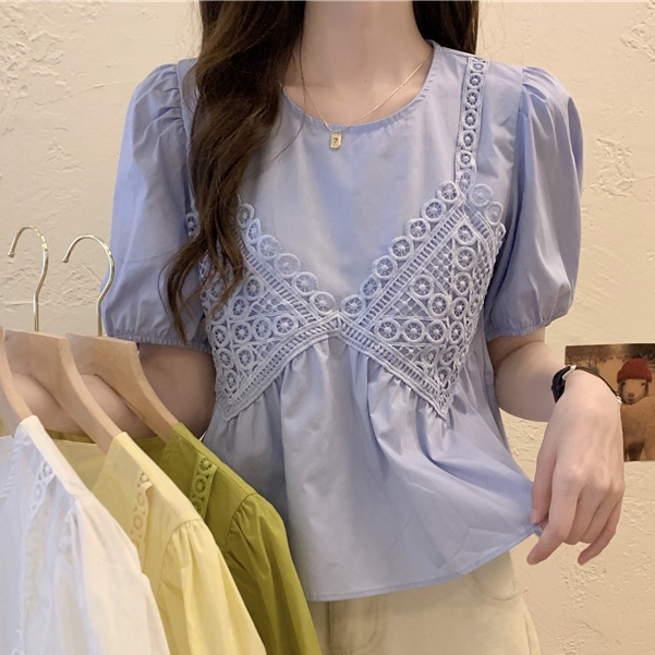 Áo Croptop Tay Phồng Ngắn Dáng Rộng Thời Trang Cho Nữ